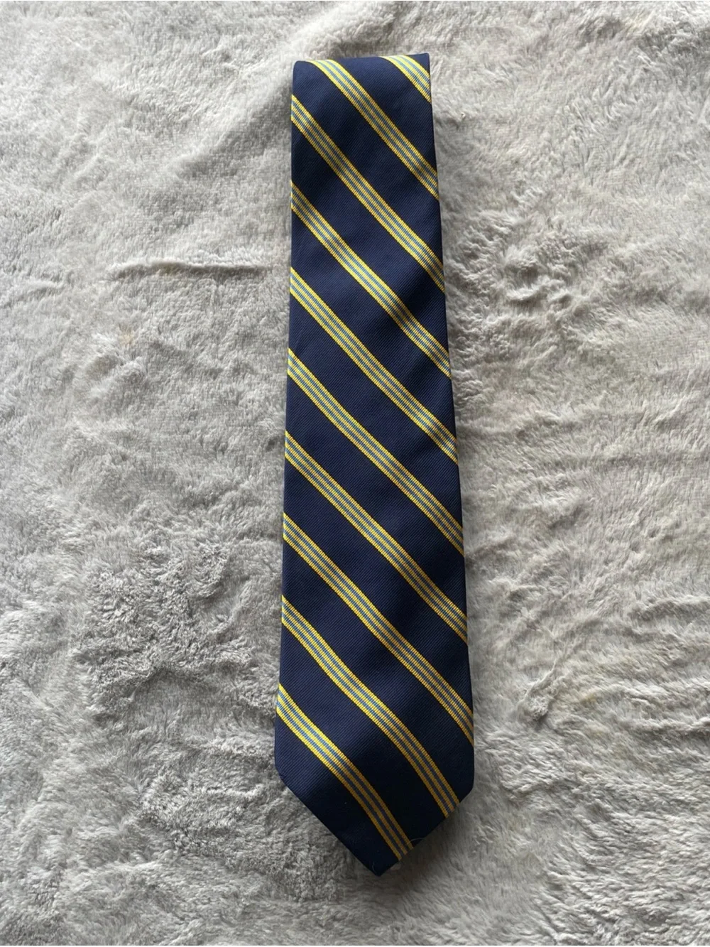 Brooks Brothers Navy Tie with Yellow Diagonal Stripes